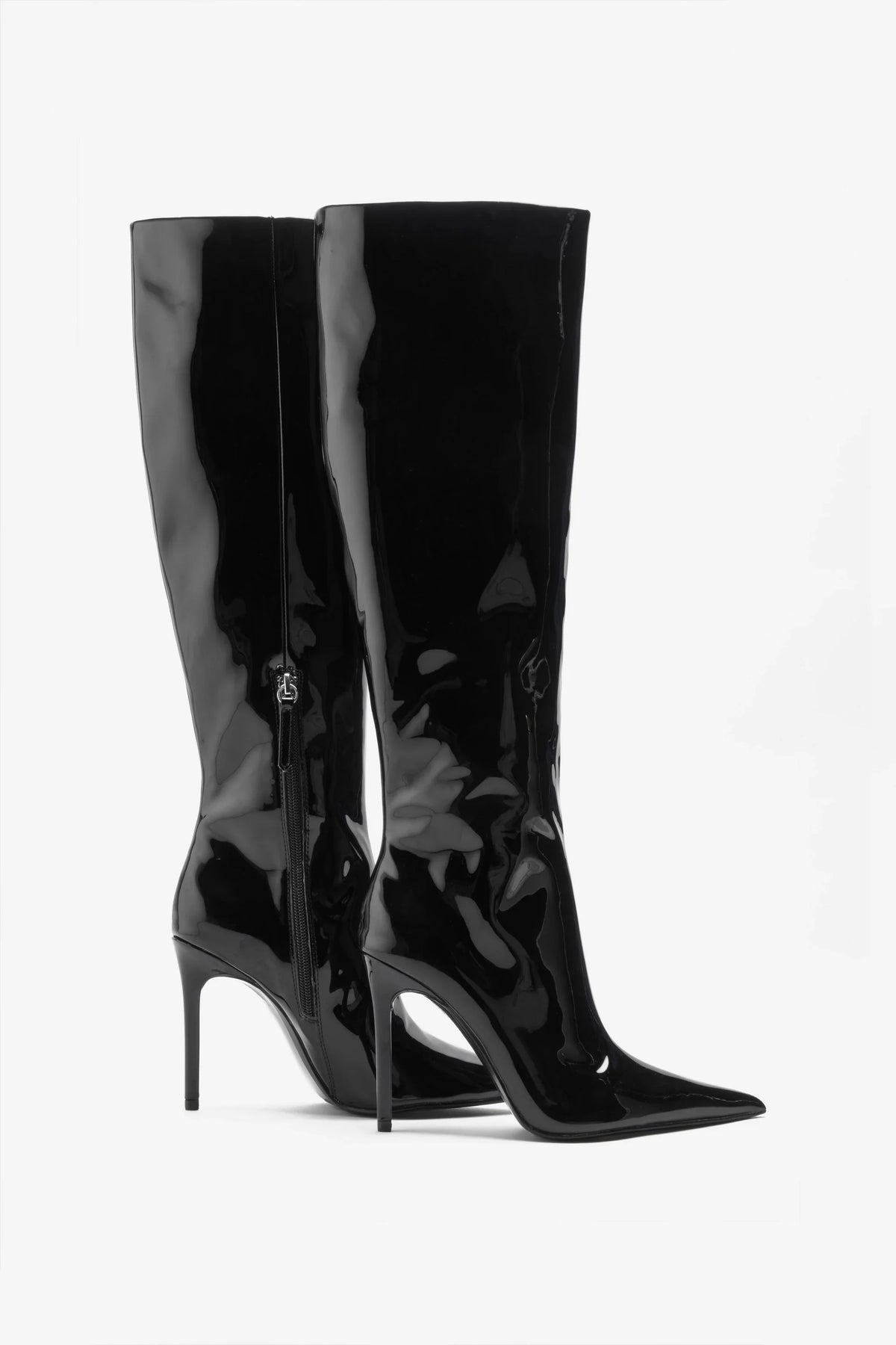 Over It Black Fitted Over Knee Pointed Heeled Boots