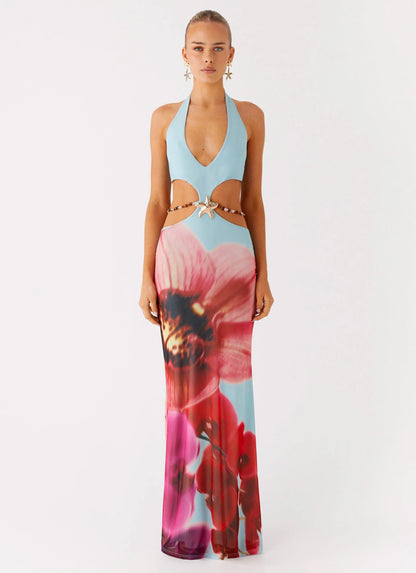 Time To Dance Maxi Dress Turquoise Bloom