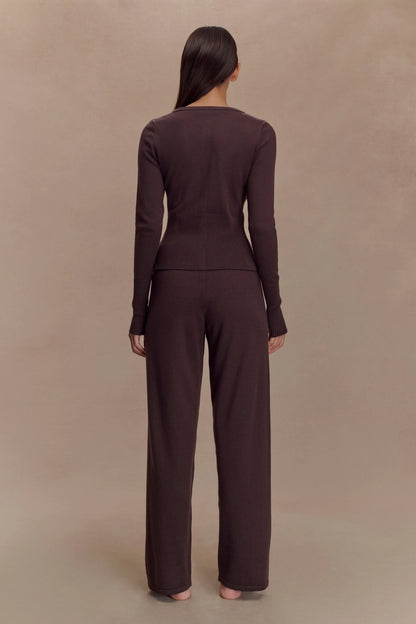 Reese Fitted Knit Cardigan Dark Chocolate