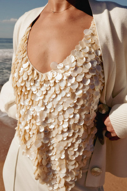 Willow Mother Of Pearl Halter Top Pearl