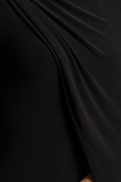 Cressida Black Asymmetric Neck Maxi Dress With Cape And Gold Detail