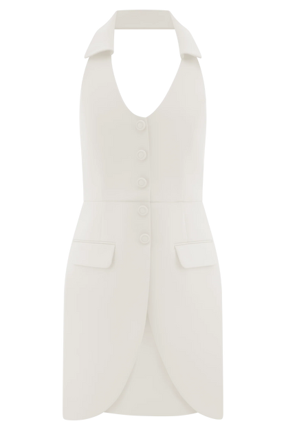 Ruth Cotton Halter Mini Dress Ivory