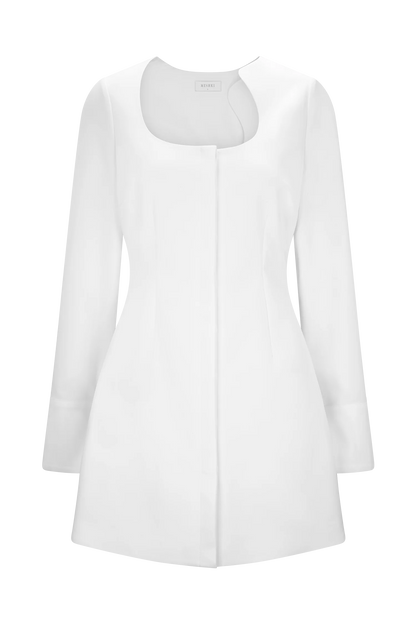 Carina Peplum Cotton Shirt Dress White