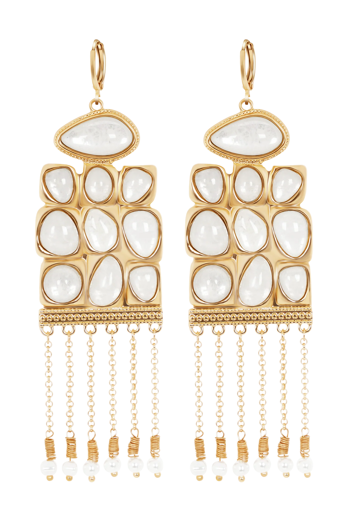 Annika Horizontal Resin Drop Earrings Gold