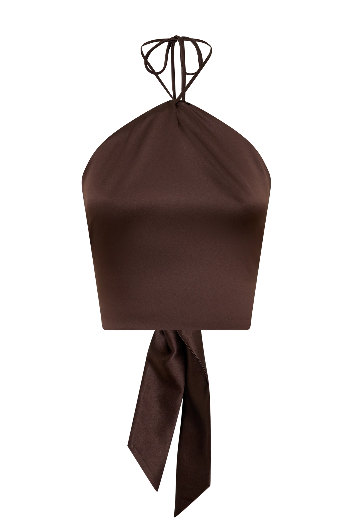 Mariana Halter Silk Blend Sleeveless Top Dark Chocolate