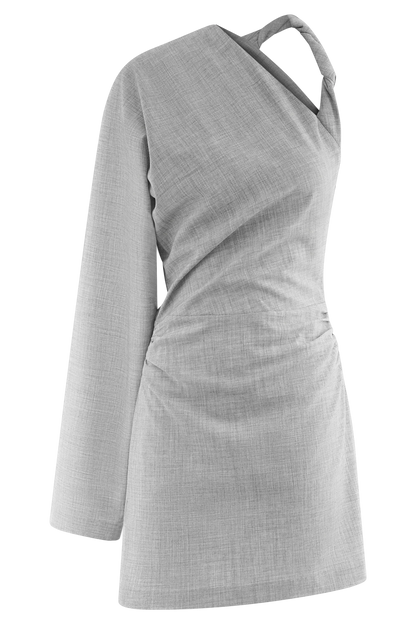 Dorian Twist Shoulder Mini Dress Charcoal Marle