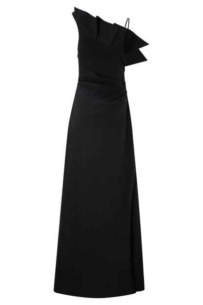Adalyn One Shoulder Crepe Maxi Dress Black