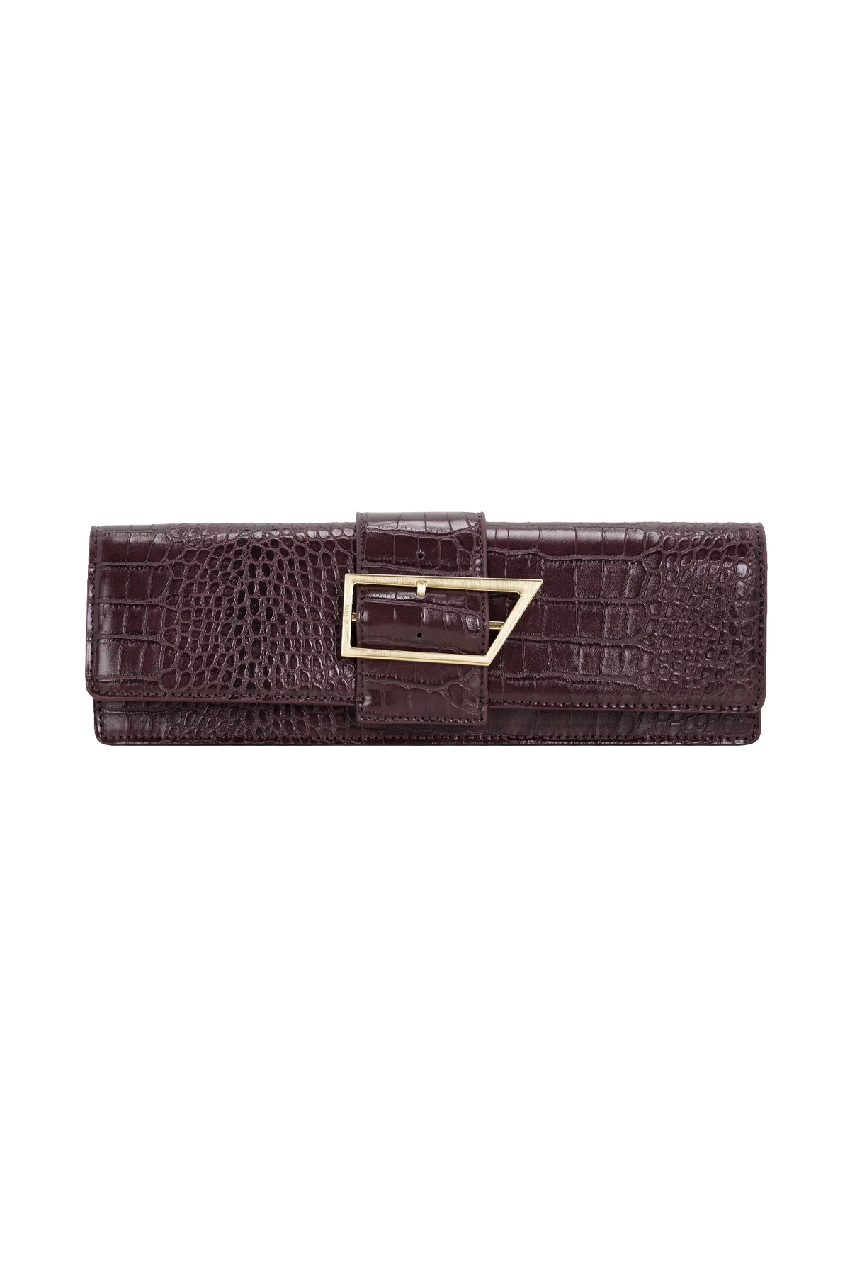 Jessica Faux Leather Crocodile Clutch Burgundy