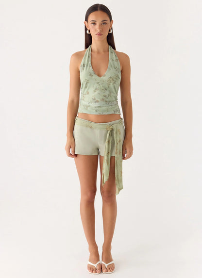 Talk Too Much Halter Top Wispy Fern