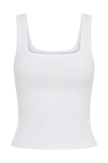 Ismay Square Neck Tank White