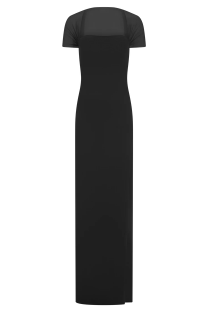 Wyatt Slinky And Mesh Maxi Dress Black