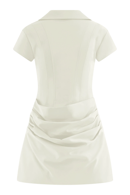 Tarryn Collared Cotton Mini Dress White