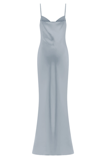 Lilly Sweetheart Satin Maxi Dress Frosted Blue