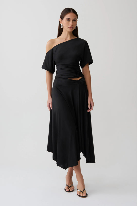 Luu Slinky Midi Skirt Black