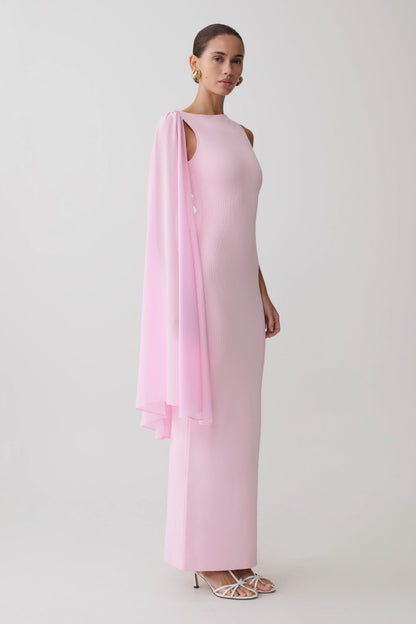 Farid Bandage Maxi Dress With Chiffon Baby Pink