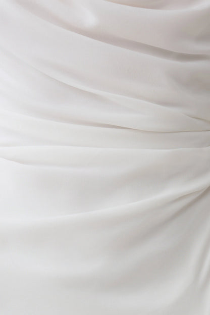 Lucile Cowl Drape Satin Mini Dress White