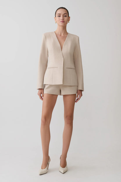 Solenne Suiting Shorts Natural Marle