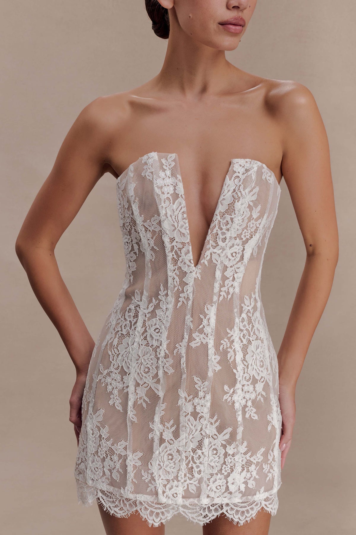 Zoey Lace Corset Mini Dress Ivory