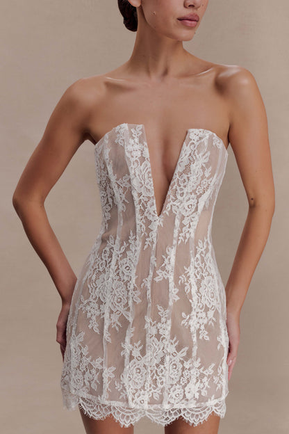 Zoey Lace Corset Mini Dress Ivory