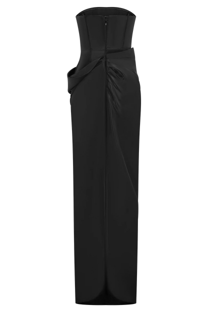 Calliope Strapless Organza Maxi Dress Black