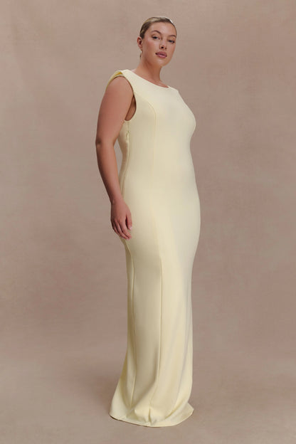 Galilea Crepe Draped Maxi Dress Lemon