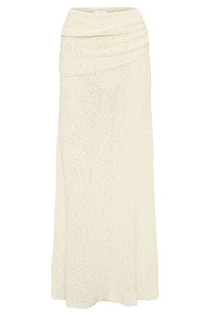 Petra Ruched Knit Maxi Skirt Ivory