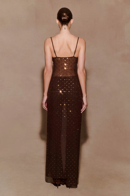 Jackie Longline Diamante Top Chocolate