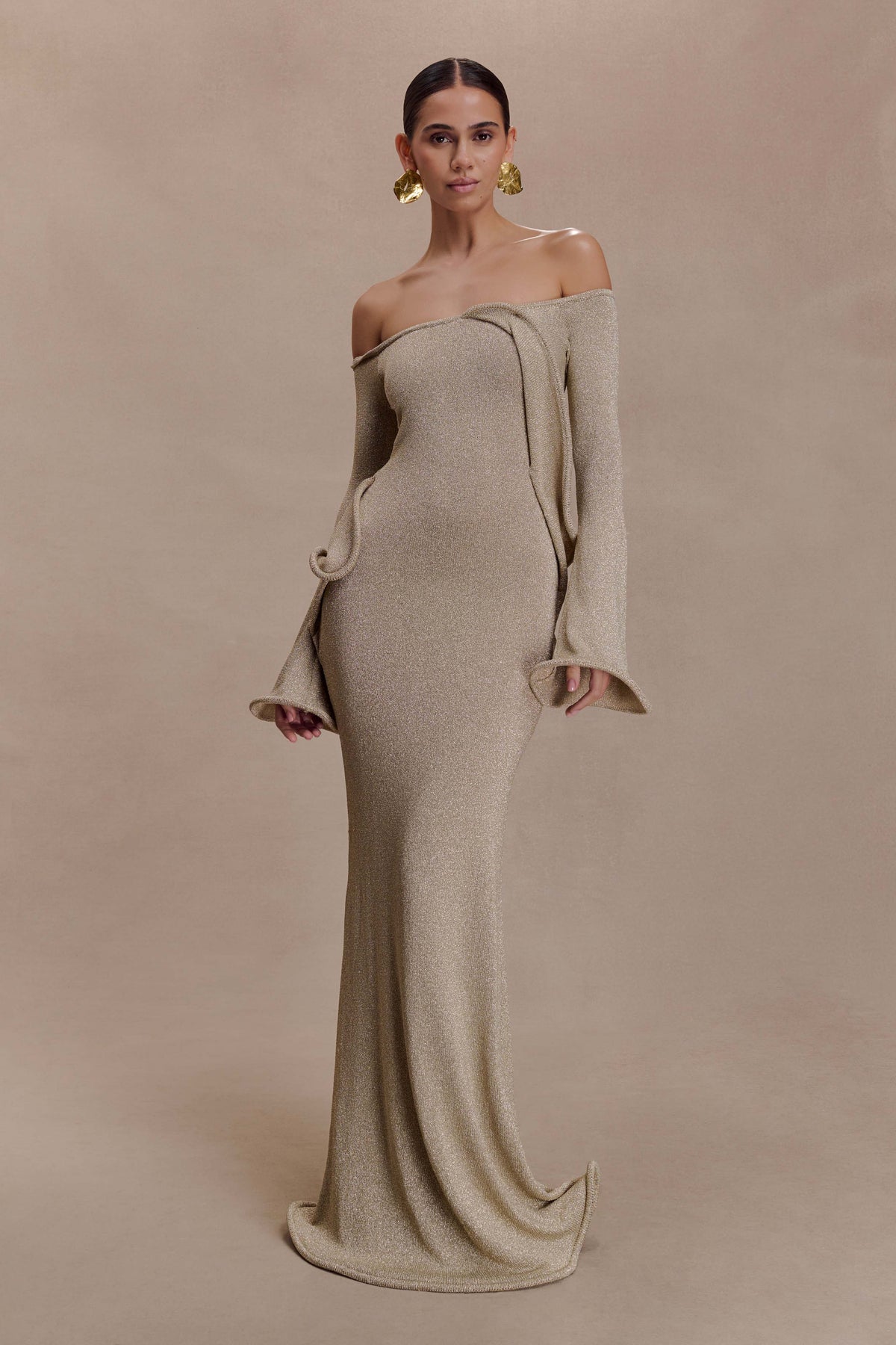 Sandrine Lurex Knit Maxi Dress Gold