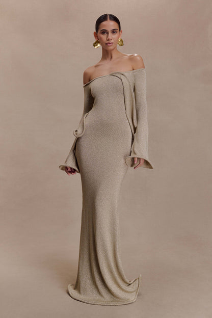 Sandrine Lurex Knit Maxi Dress Gold