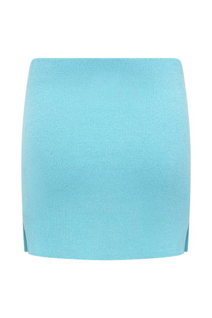Esme Knit Mini Skirt Cyan Blue