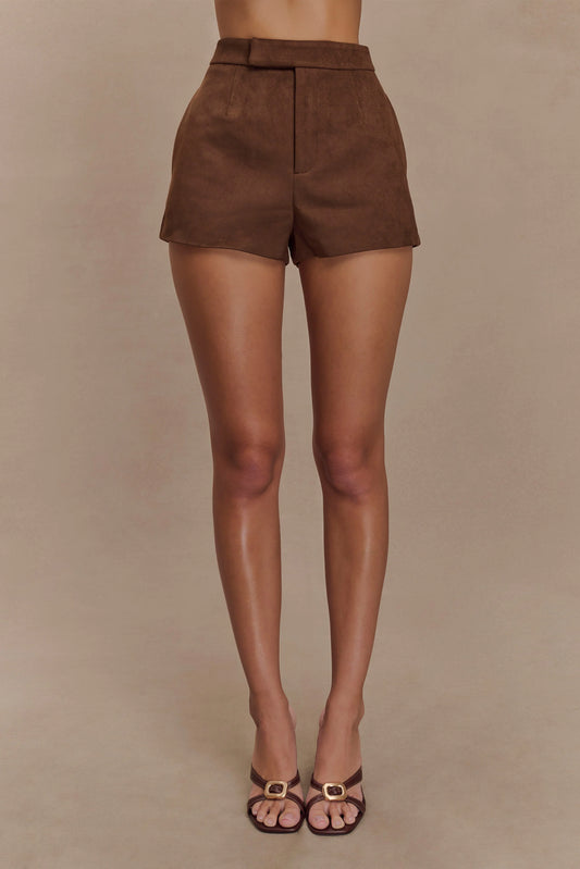 Sally Faux Suede Short Milk Chocolate