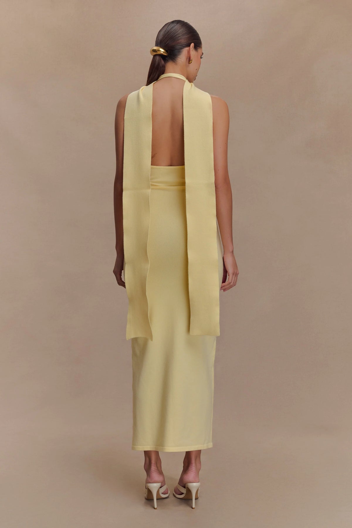 Wynn Floral Knit Midi Dress Lemon