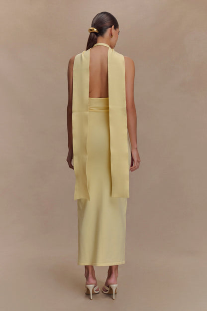 Wynn Floral Knit Midi Dress Lemon
