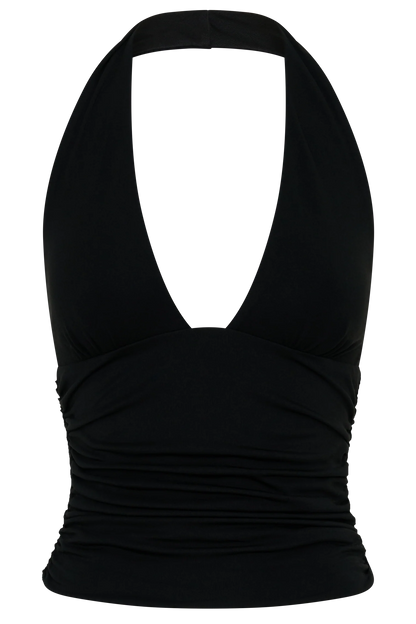 Peregrine Modal Gathered Halter Top Black