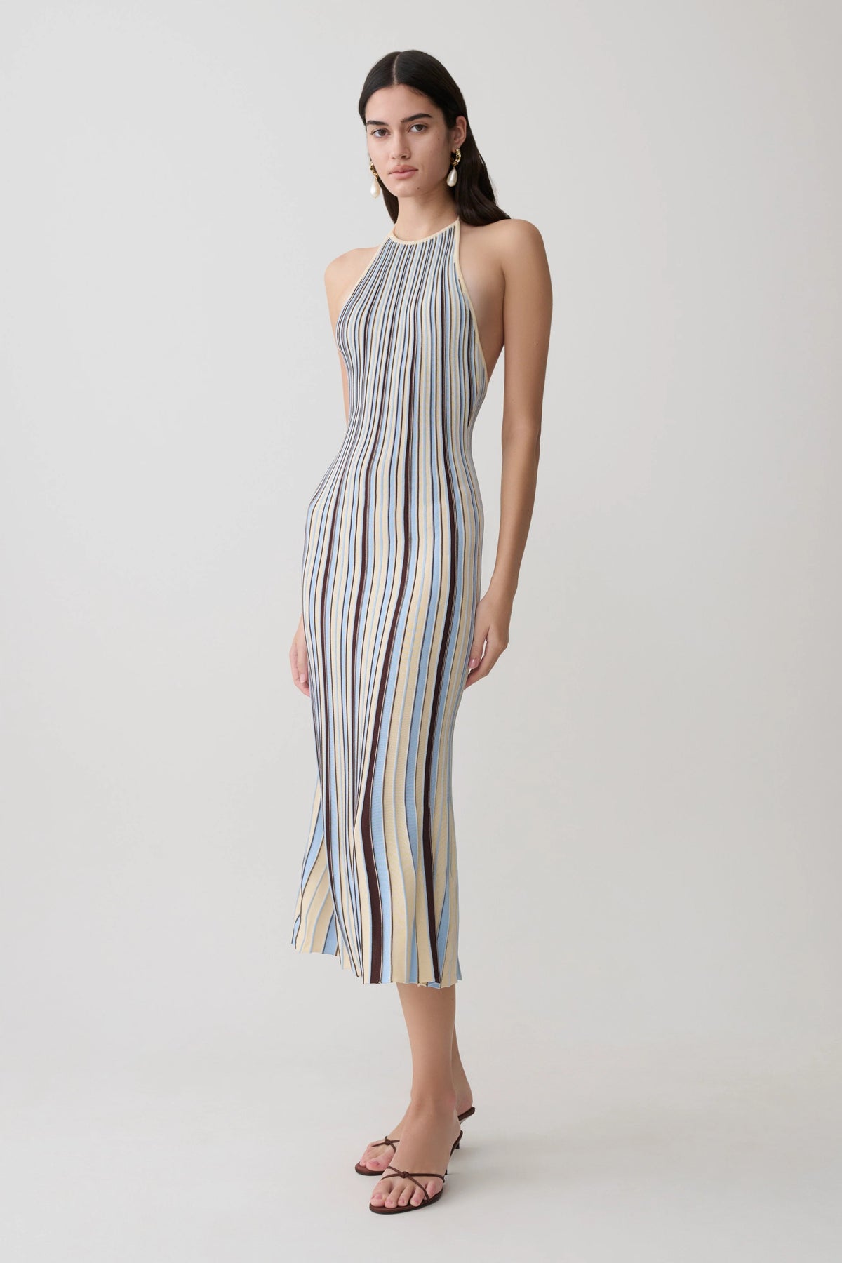 Dalani Halterneck Knit Midi Dress Blue Chocolate