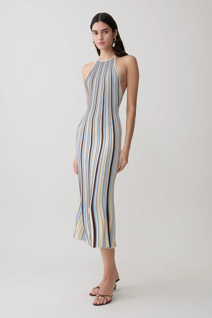 Dalani Halterneck Knit Midi Dress Blue Chocolate