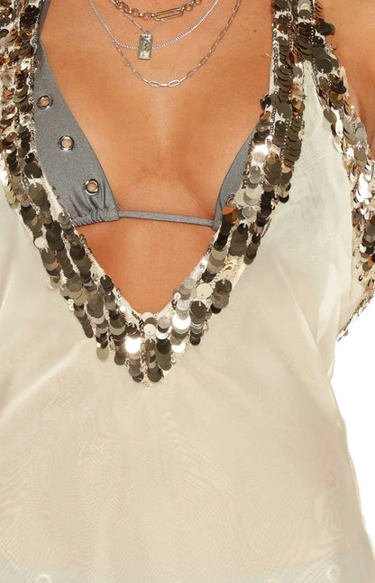 Westgate White Sequin Trim Mini Dress PRE ORDER