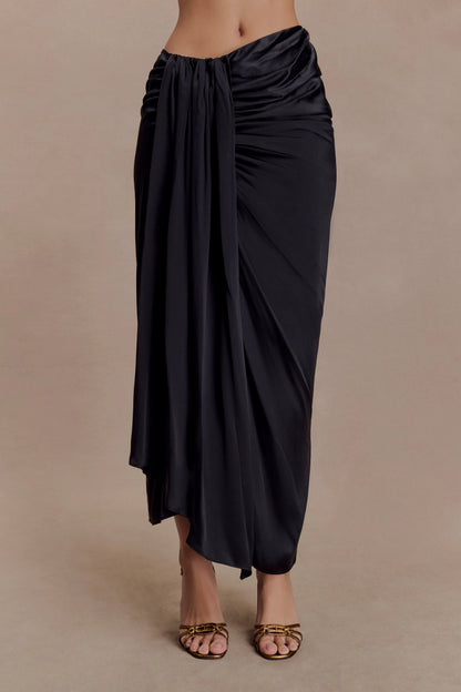 Zendaya Silk Midi Skirt Black