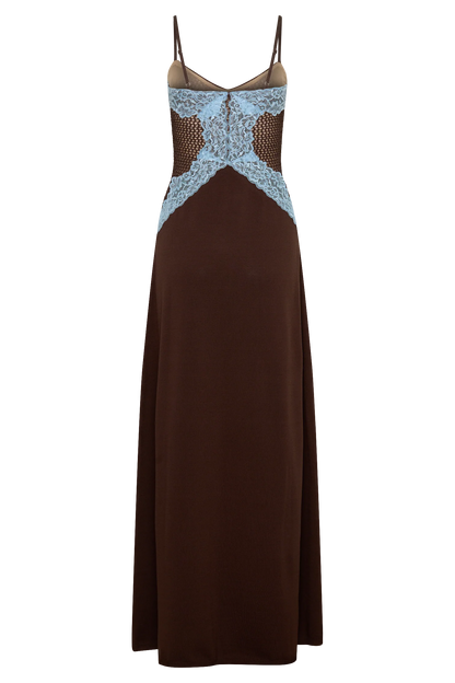 Bray Knit Lace Maxi Dress Chocolate Blue