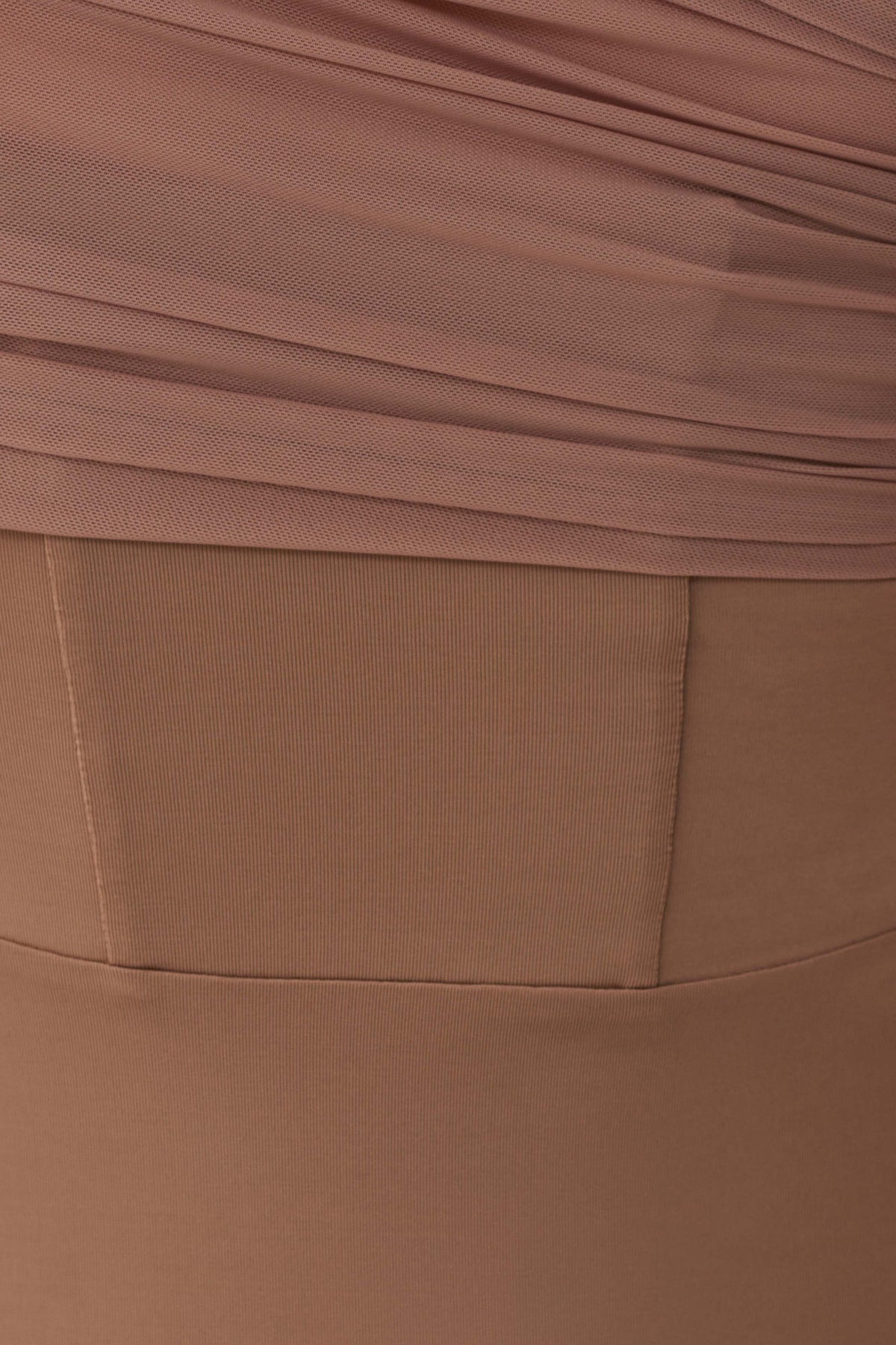 Hanh One Shoulder Mesh Maxi Dress Tan