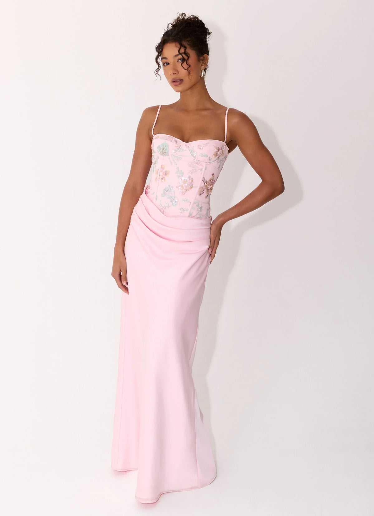 Euphoric Beaded Maxi Dress Pink Everbloom
