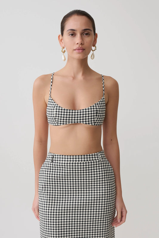 Amelie Tweed Bralette Houndstooth