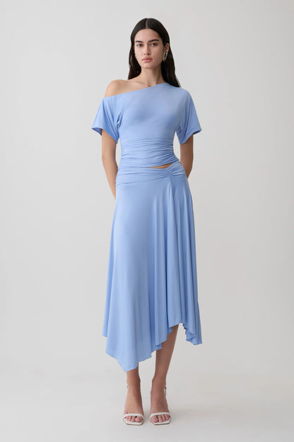 Luu Slinky Midi Skirt Sea Blue