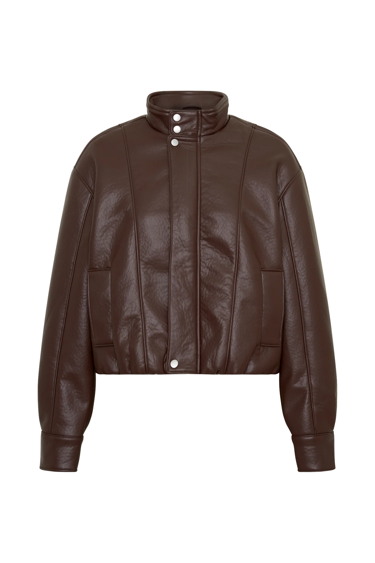 Curtis Faux Leather Bomber Jacket Dark Chocolate