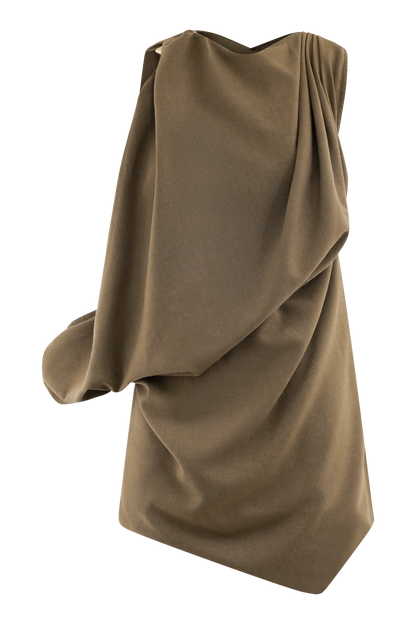 Gabriella Draped Mini Dress Light Brown Marle