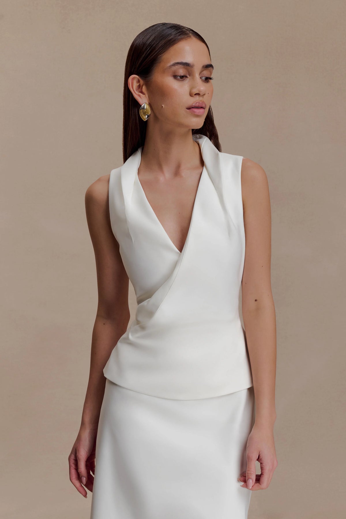 Yanina Cotton Halter Midi Dress White