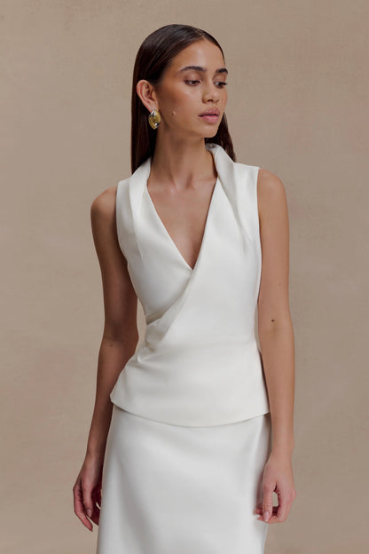 Yanina Cotton Halter Midi Dress White
