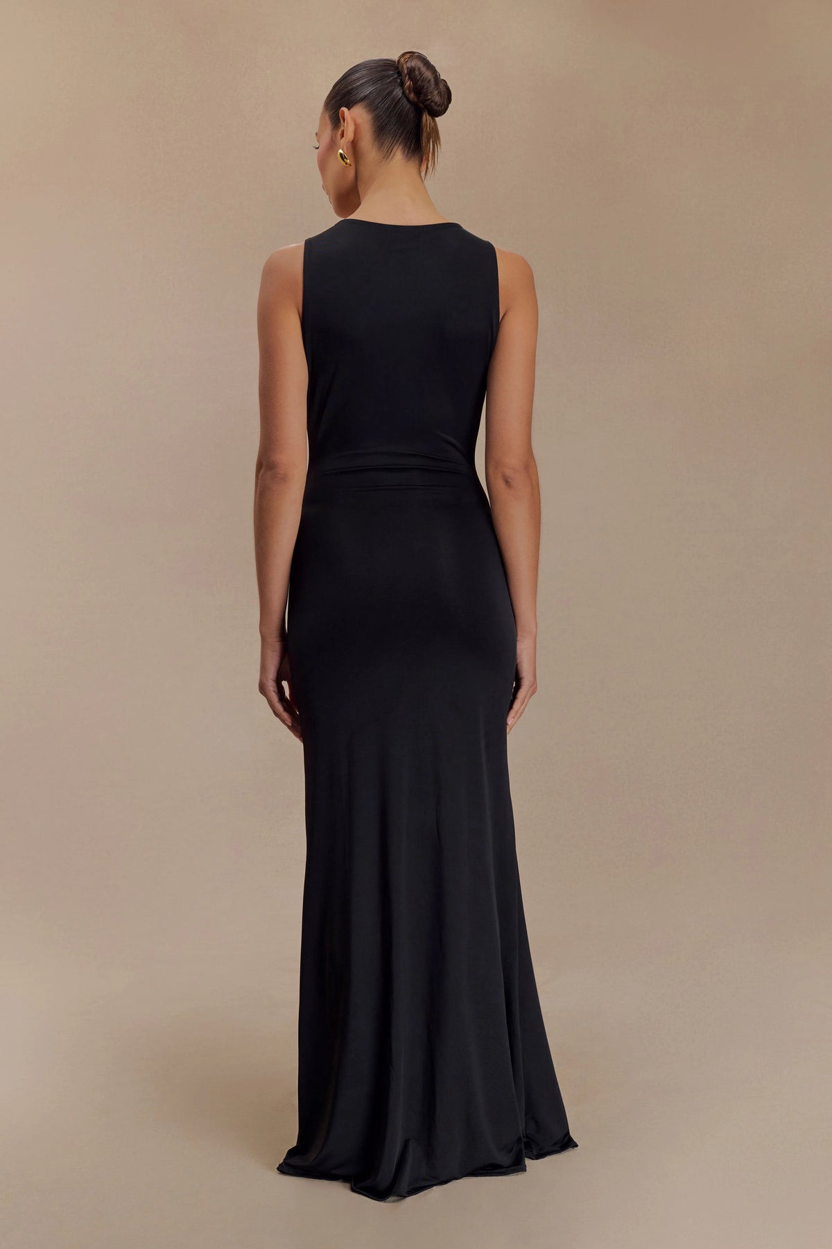 Beck Plunge Maxi Dress With Floral Hardware Black