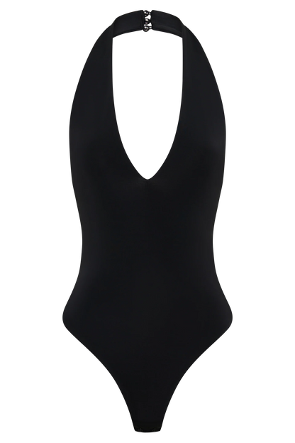 Rebekah Slinky Halter Bodysuit Black
