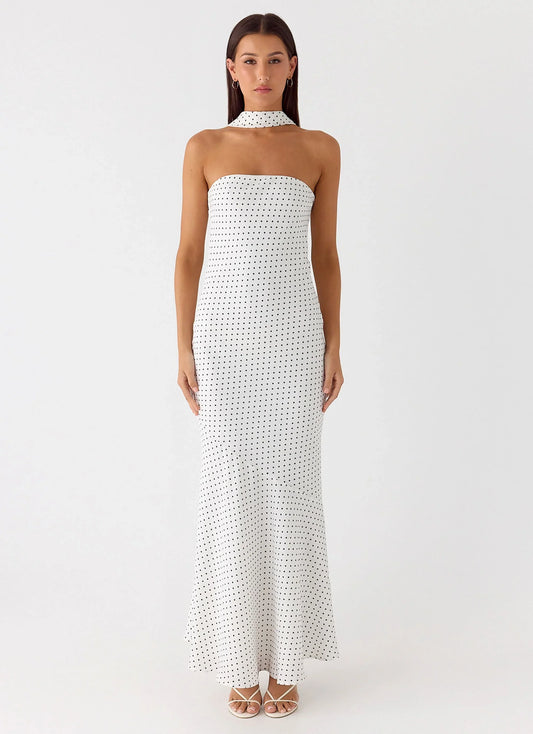 Under The Pagoda Maxi Dress White Polkadot